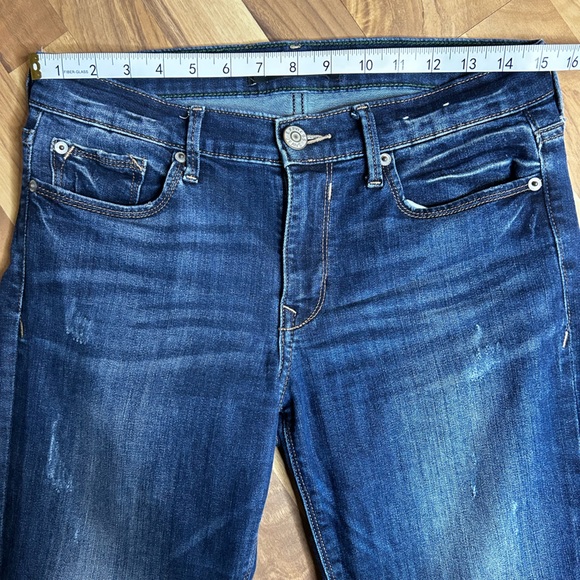 Express Dark Wash Raw Hem Woman’s Stretch Skinny Jean, Size 4R - Picture 4 of 10